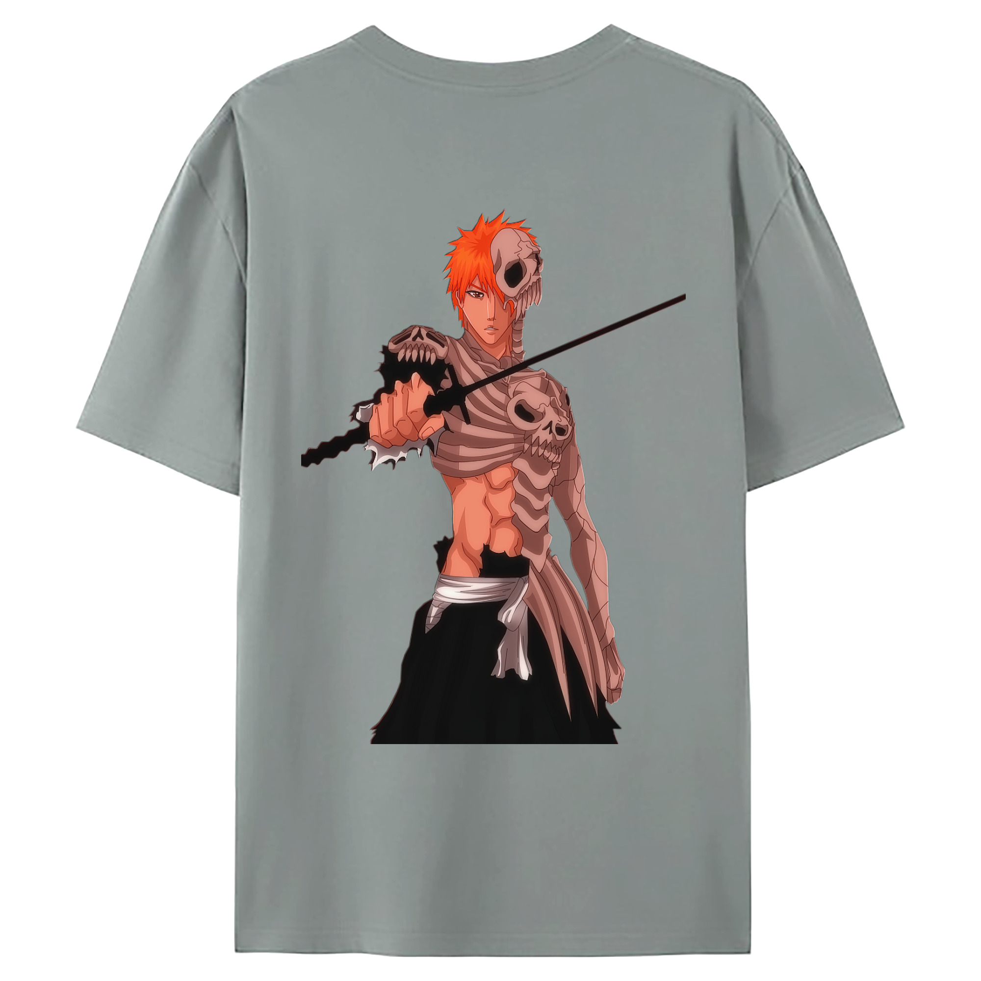 （画像用） ブリーチ 黒崎一護（くろさき いちご）BLEACH Kurosaki Ichigo 綿100％ メンズ半袖Tシャツ（バックプリント） 通気性